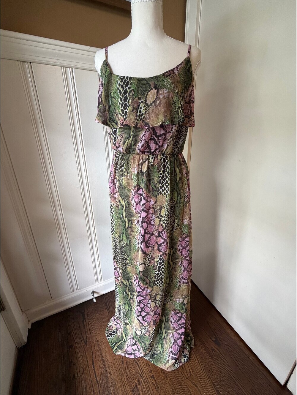 NWT 2b bebe Y2K Cobra Snake Print Maxi Dress Size M